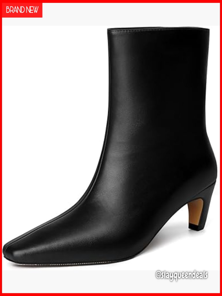 Kitten Heel Ankle Boots Square Toe Low Heel Women's Booties